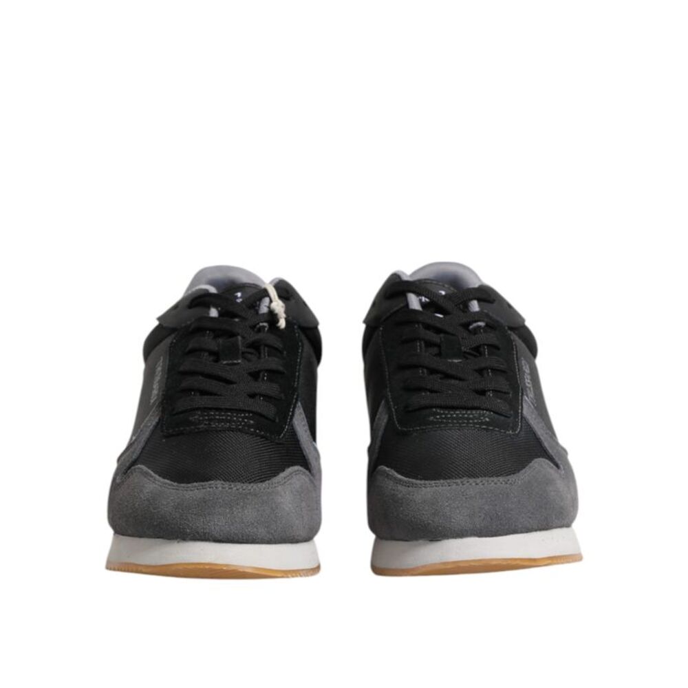 Trussardi Black Gray Lace Up Low Top Casual Sneakers Men's Shoes